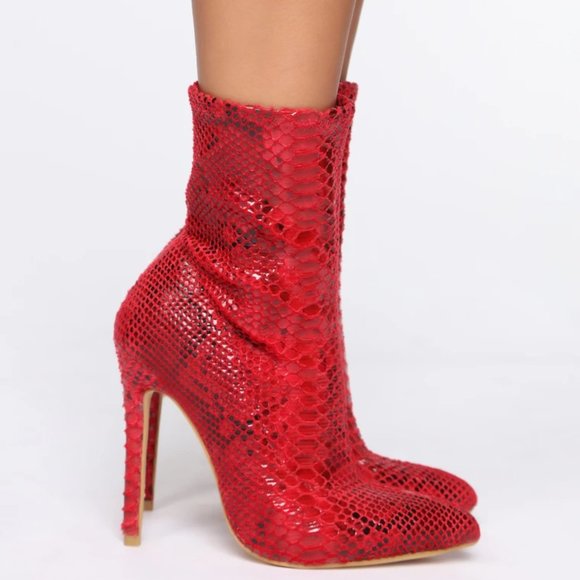 Fashion Nova Shoes - Wildest Dreams Booties - Red